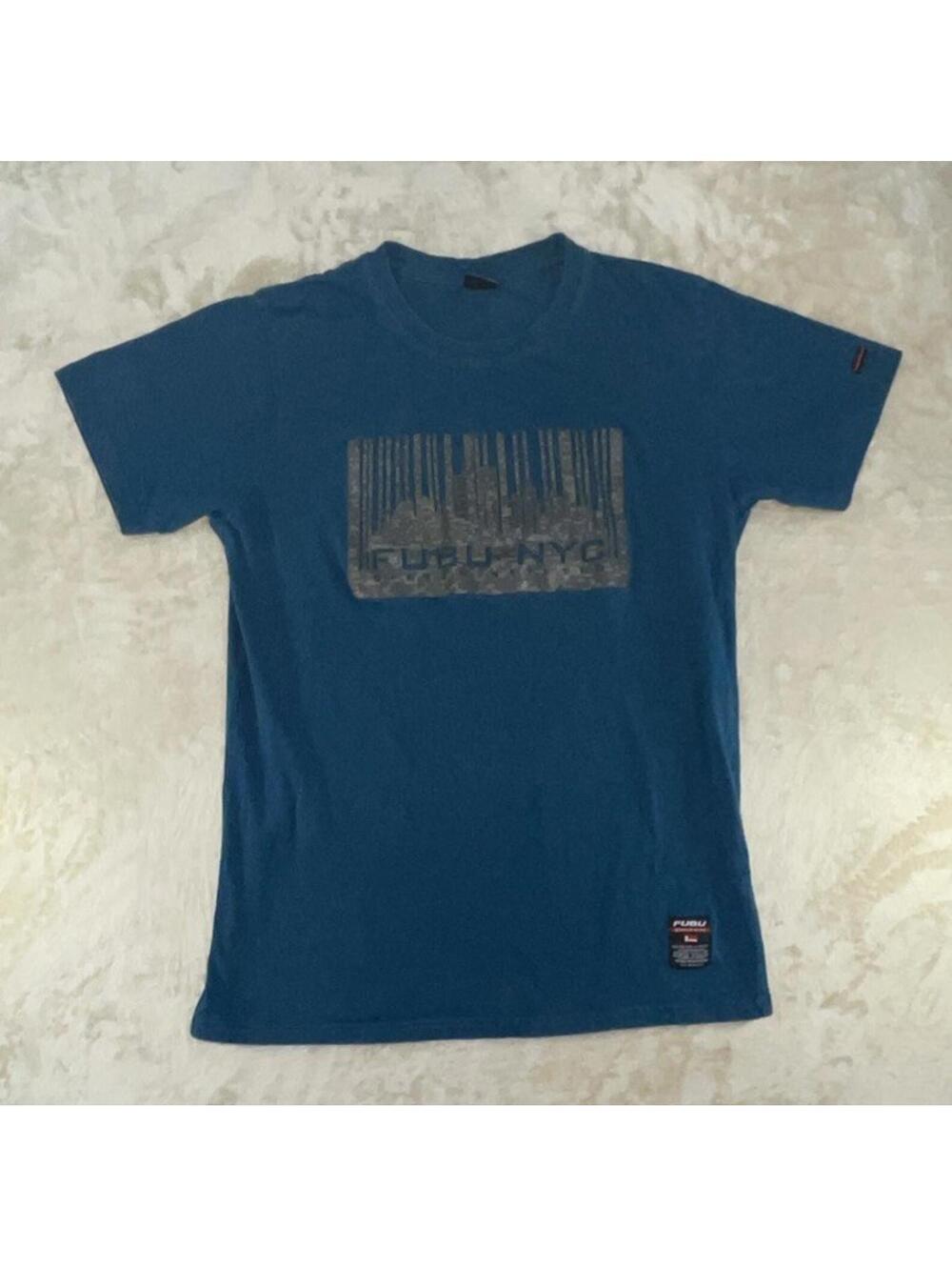 FUBU NYC The Collection Green T-Shirt 90s y2k New York hip hop rap Tee Size XL